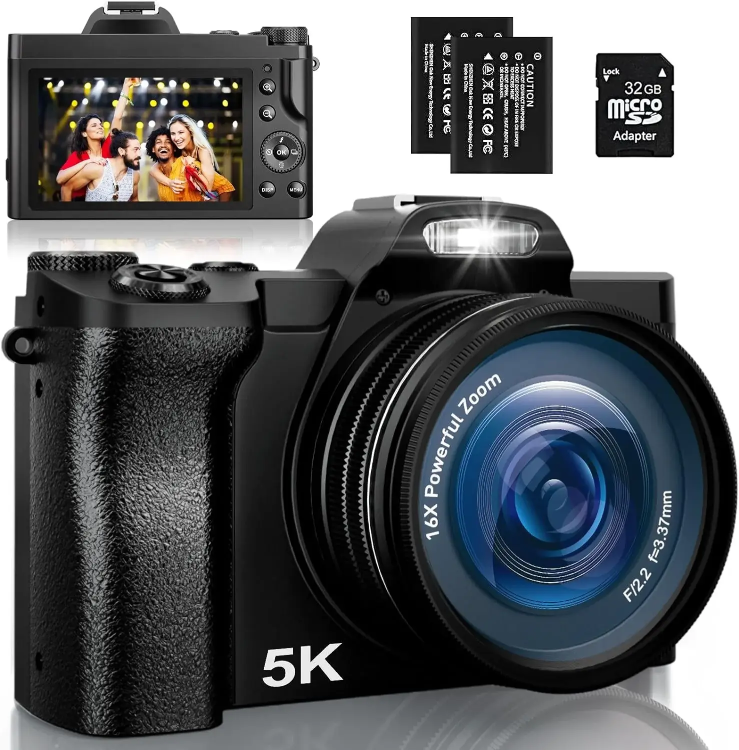 5K Digital Camera, WiFi Vlogging Camera with 32G SD Card